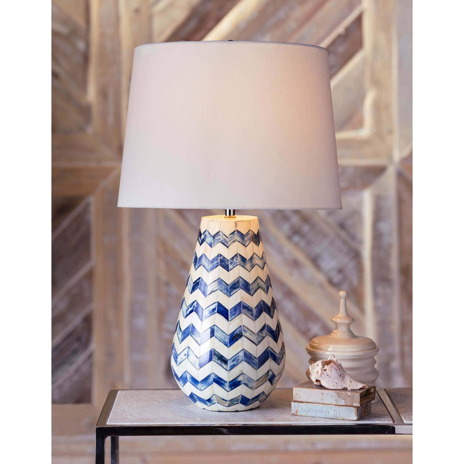Cassia Chevron Table Lamp Blue